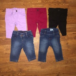 Bundle of 5 baby girl jeans size 0-3 months